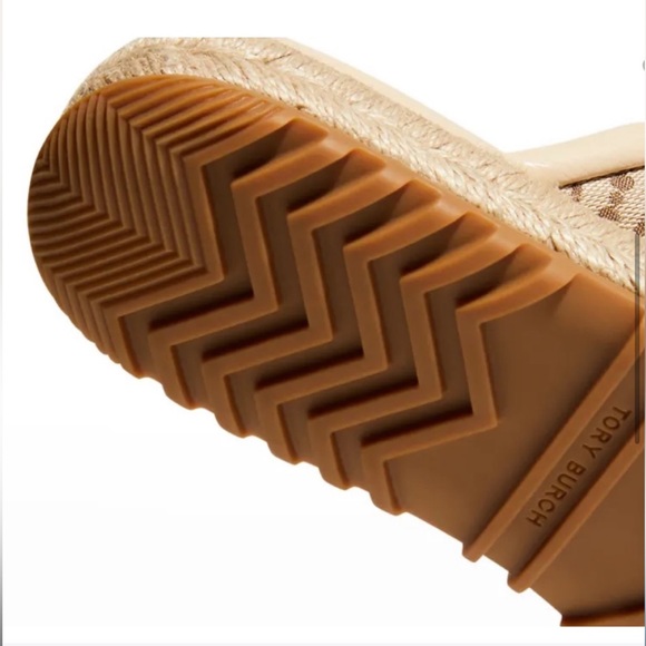 NWOT TORY BURCH T MONOGRAM CRISSCROSS ESPADRILLE SLIDES SIZE 8.5 - Picture 7 of 16